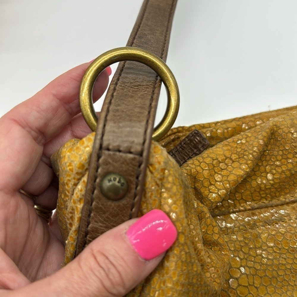 Hobo International Gold Yellow Hobo Bag Snakeskin Pattern with Leather Handle - Picture 7 of 16